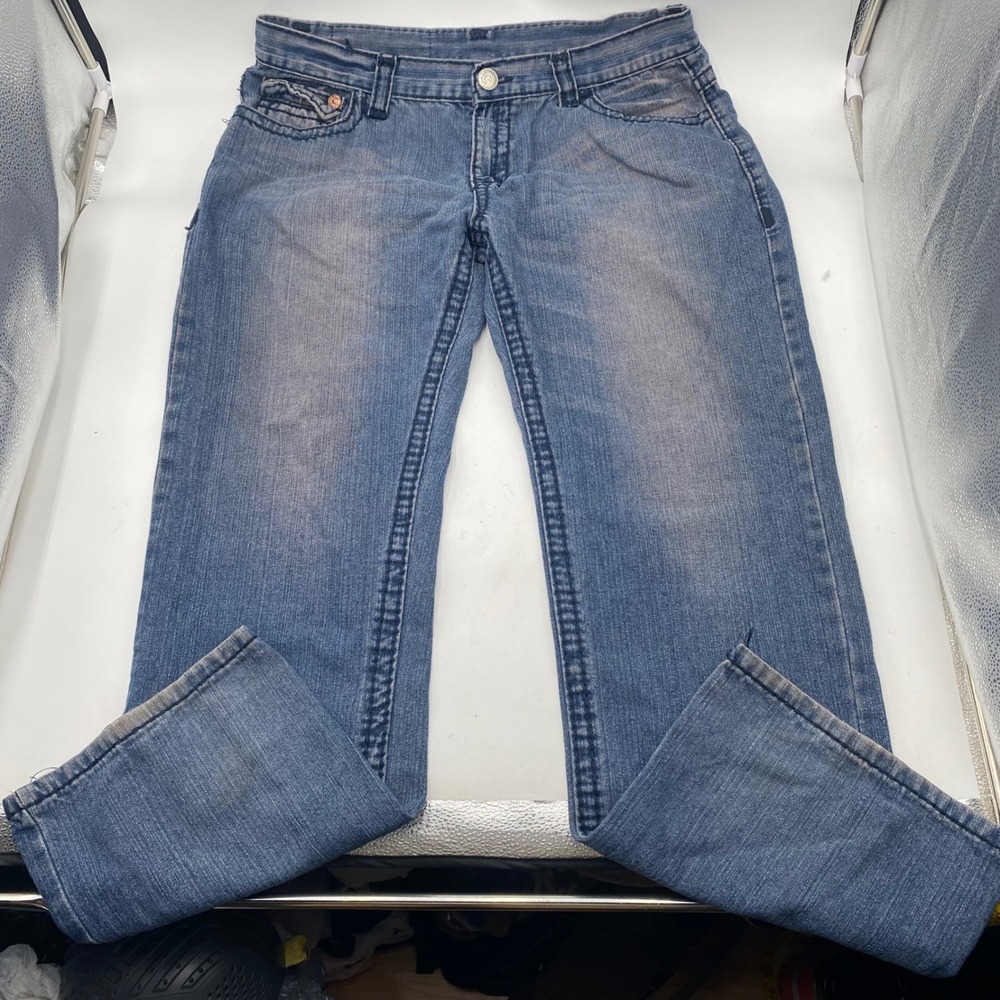True Religion Joey Super T Jeans Mens 38x32 Blue Baggy Relaxed Made USA Vintage